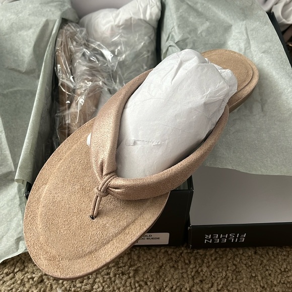 Eileen Fisher Shoes - Eileen Fisher Light Gold Suede Sandals, New in Box